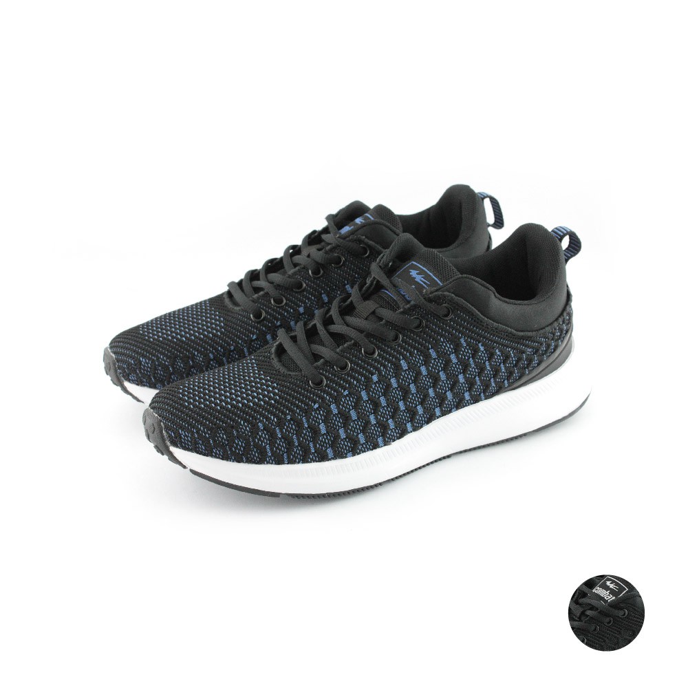 COMBAT艾樂跑男鞋-數位針織透氣運動鞋-黑藍/黑(22548)