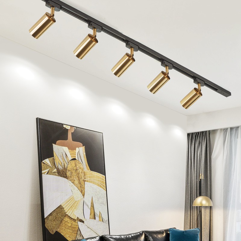 軌道燈服裝店射燈軌道燈家用客廳臥室明裝商用超亮節能店鋪金色北歐燈具 蝦皮購物