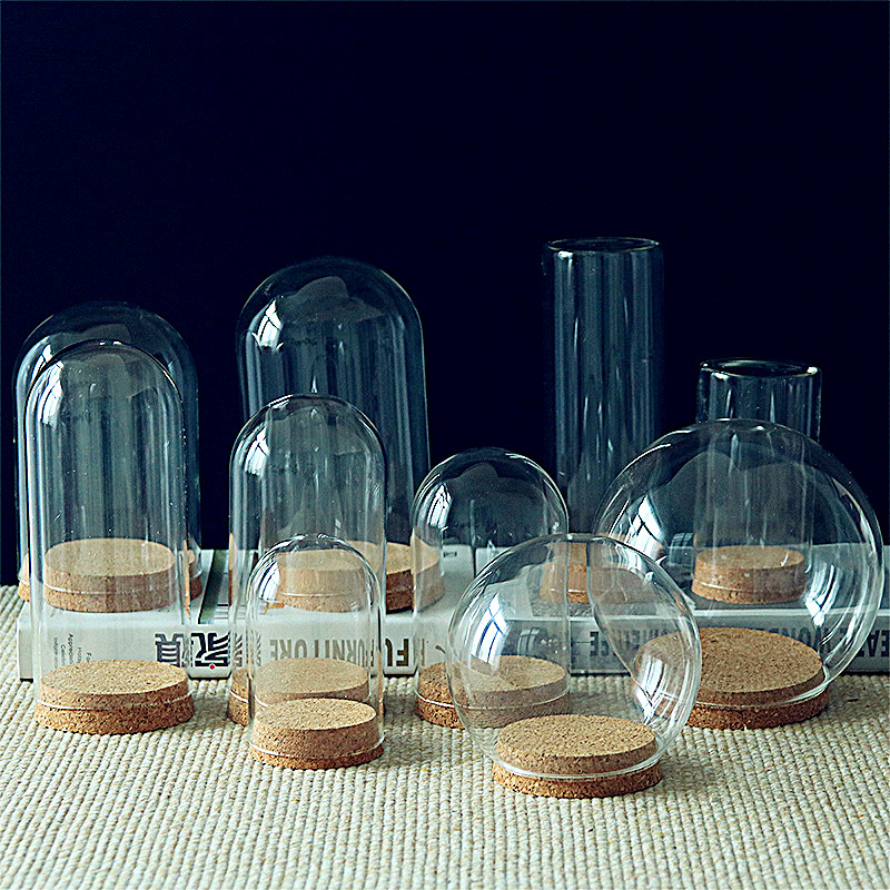 軟木塞玻璃瓶 球形柱形 客製化 尺寸可定製diy透明微景觀玻璃試管 黏土手辦羊毛氈展示擺件 永生花玻璃罩 微景觀植物瓶