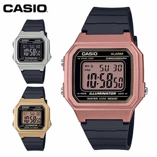 【CASIO】W-217HM-5A 經典造型數位顯示電子錶/男女通用/41mm/玫瑰金/公司貨【第一鐘錶】