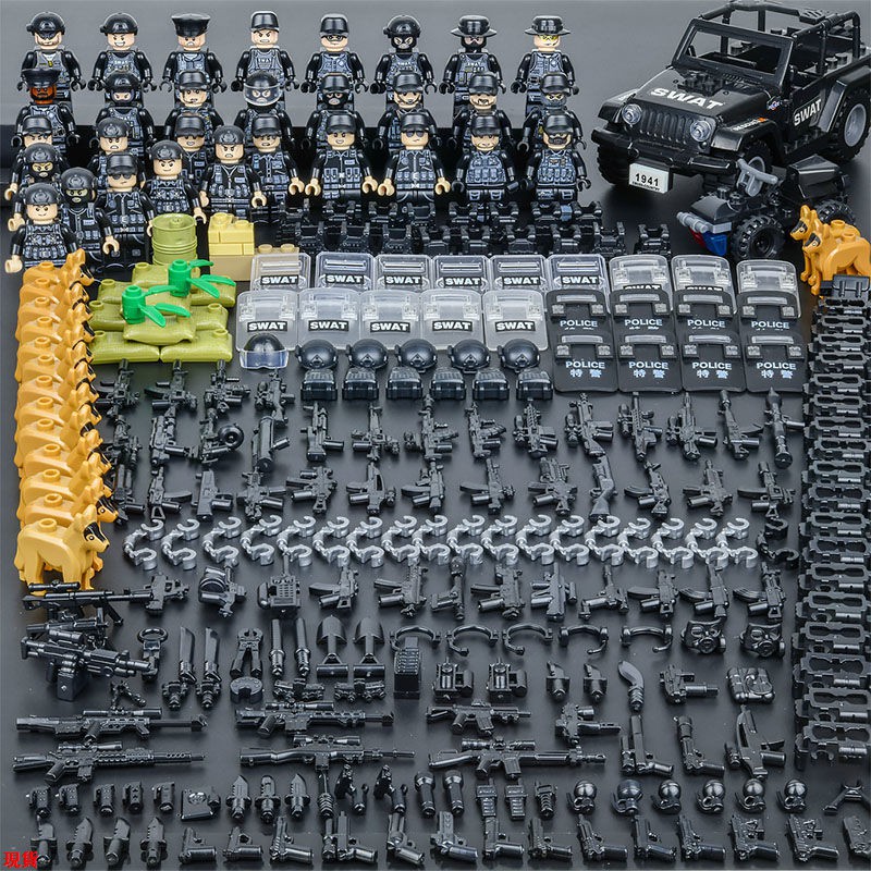 LaLa兼容樂高警察軍事人仔特種兵裝甲車二戰樂高人偶益智拼裝男孩玩具
