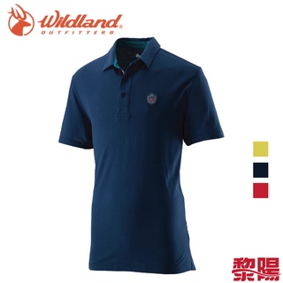Wildland 荒野 有機棉本布領排汗衣 男款 (深藍、芥黃、紅) 抗UV/吸濕快排/休閒登山10W21618