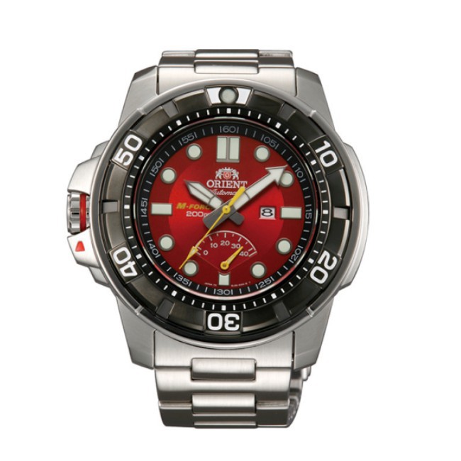 ORIENT東方錶 200m潛水錶 鋼帶款 黑紅色 SEL06001H