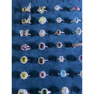 S925純銀戒指💍 天然水晶戒指，紅寶石，橄欖石，紫水晶，託帕石，碧璽，堇青石，石榴石，黃水晶月光石透輝石金草莓，坦桑石