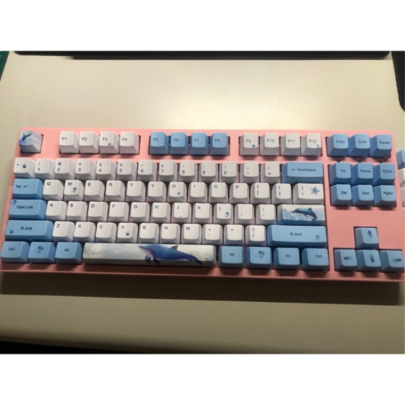 機械鍵盤 Akko 3087 80% 粉色 橙軸 類cherry 茶軸 鍵線分離 換PBT 熱昇華 藍鯨 OEM高 鍵帽