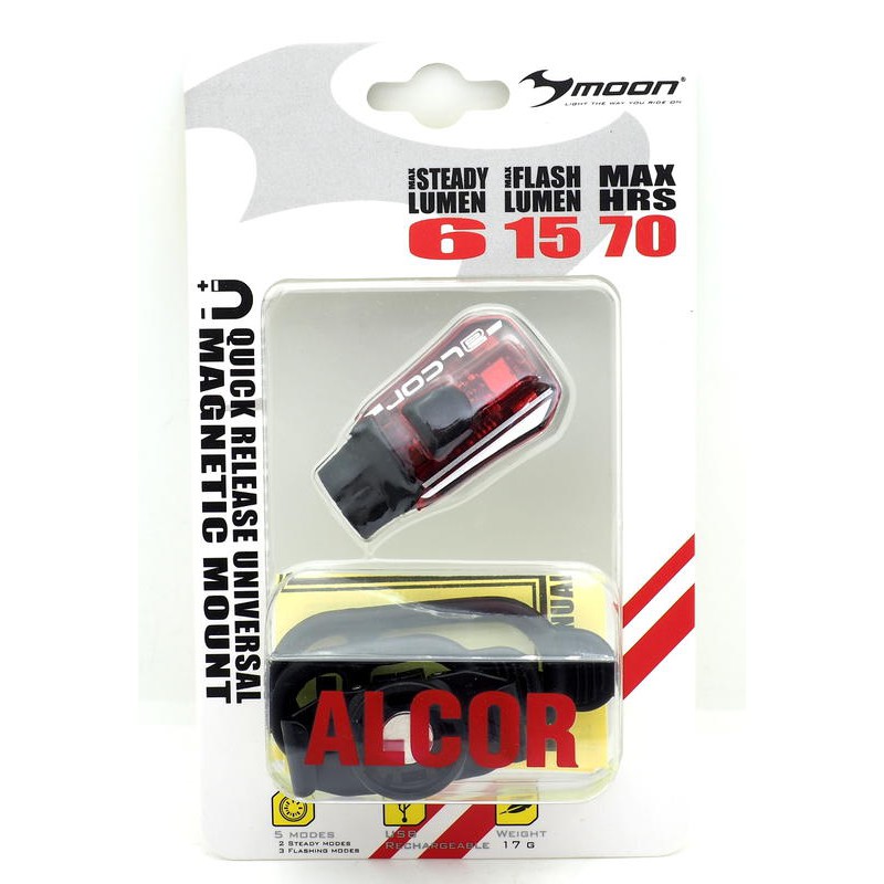\MOON ALCOR 磁吸式USB充電自行車燈後燈最高15流明 尾燈