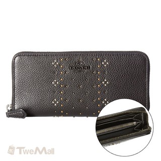 COACH 長夾 皮夾 皮革 鉚釘 黑 拉鍊 全新100%正品全省專櫃可送修twemall聖誕節生日禮物高雄寄出1111