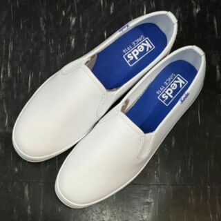 TheOneShop Keds 白色 全白 懶人鞋 基本款 皮革 薄底 小白鞋 鬆緊帶 經典款 帆布鞋 WH48600