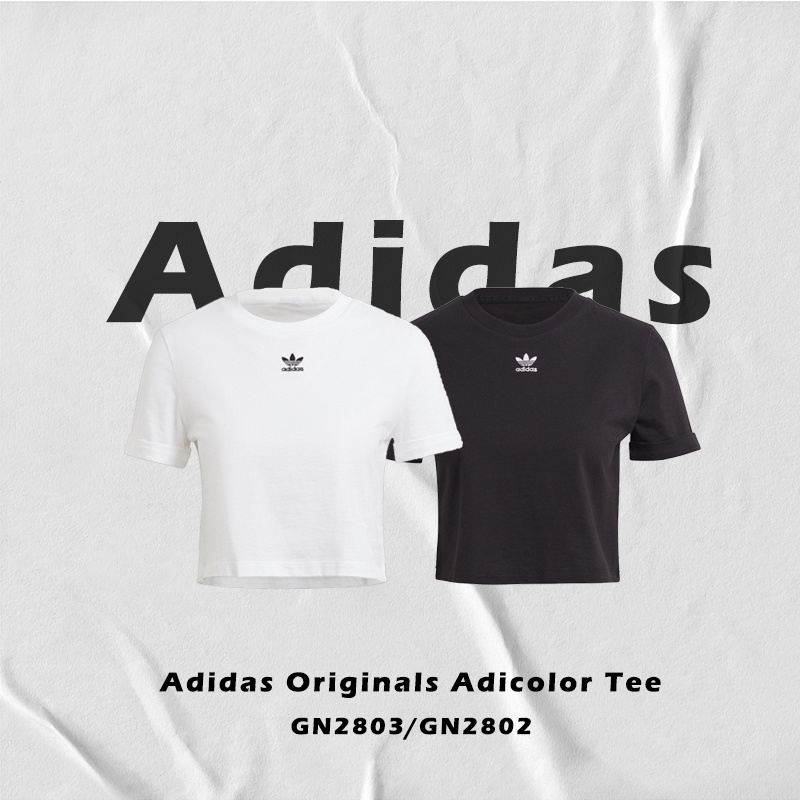 CLASSICK】Adidas Originals Tee 三葉草短版短T 白GN2803 黑GN2802 | 蝦皮購物