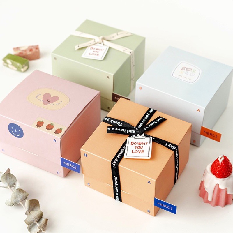 ➰Merci➰ins風粉彩小盒子 糖果包裝盒 牛軋糖 太妃糖 馬卡龍包裝盒 曲奇餅乾包裝盒 糖霜餅乾包裝盒 巧克力包裝盒