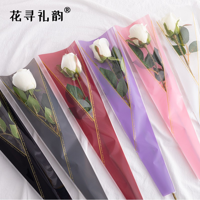 Cm Sy 單支玫瑰包裝袋單枝袋小花束鮮花包裝袋單只包花袋透明花束插花袋 蝦皮購物
