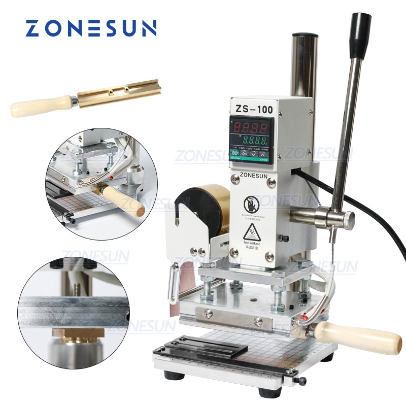 Zonesun ZS100 10*13cm 電動皮革沖壓機定制金屬印章皮革壓花燙金箔機熱壓機