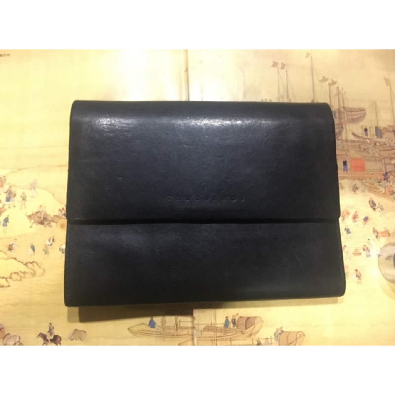 TRUSSARDI 真皮皮夾 11*14.5公分，全開11*27.5公分。