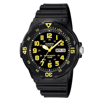 【春麗時間】CASIO 簡約 時尚 潛水風DIVER LOOK 運動錶 (黑黃) MRW-200H-9B