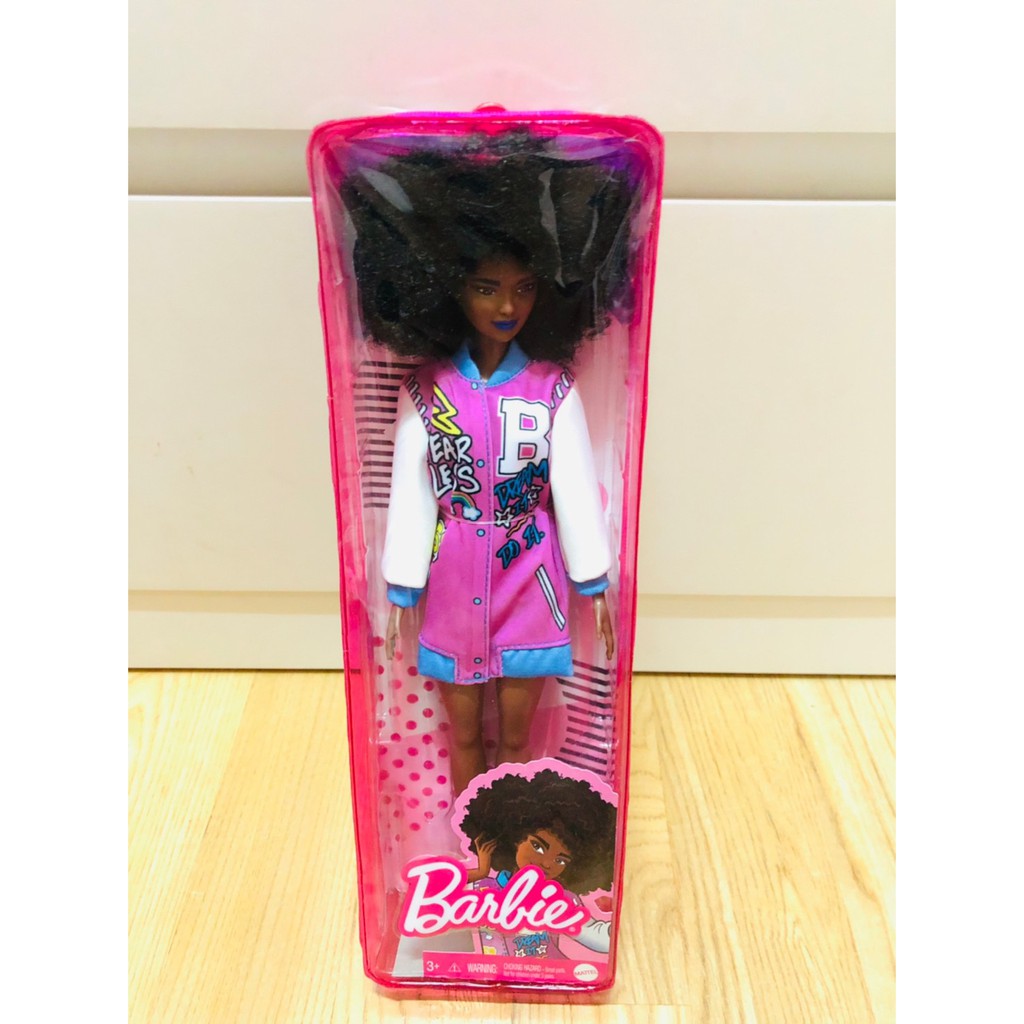 盒損商品 MATTEL Barbie 芭比娃娃 -時尚達人 黑人捲髮爆炸頭