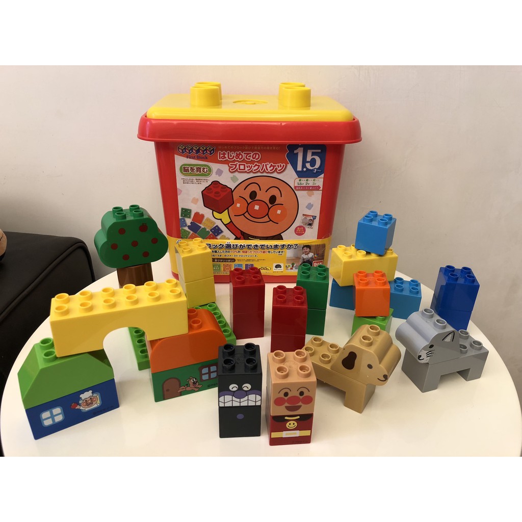 二手玩具~ 日本正版 麵包超人 兒童積木 超可愛積木+收納箱