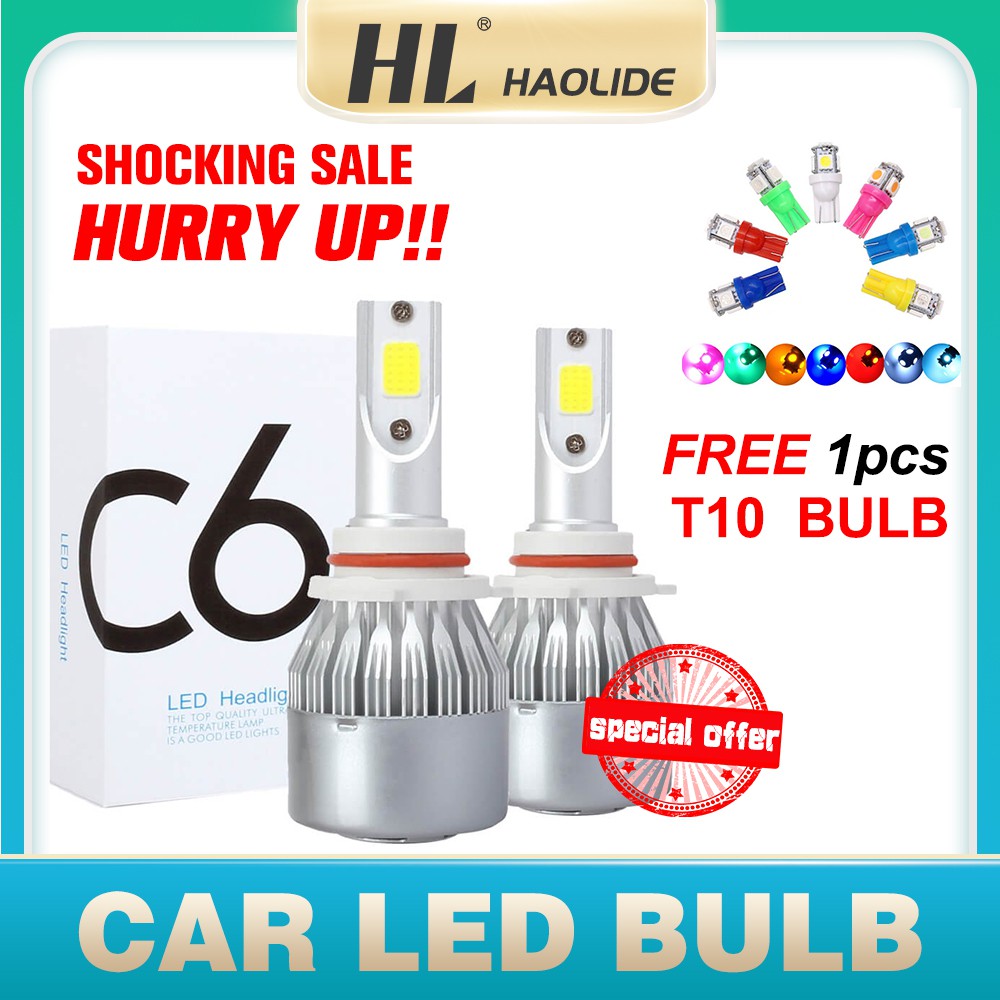 Hl 2Pcs C6 LED 大燈 [6000K] 白色 9005/9006/H1/H11/H3/H4/H7 霧燈燈泡霧