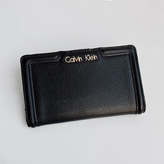 美國百分百【全新真品】 Calvin Klein 皮夾 CK 中短夾 手拿包 女包 皮革 錢包 女 黑色 I604