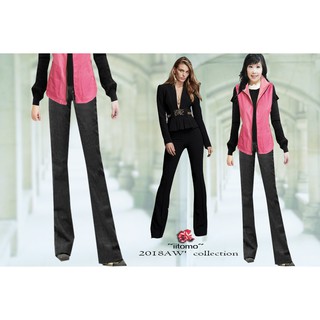 FASHION STAR*iitomoMIT~冬臺製獨家輕保暖~歐洲進口80%羊毛~暴瘦大腿腿長深灰小喇叭褲XS~EL