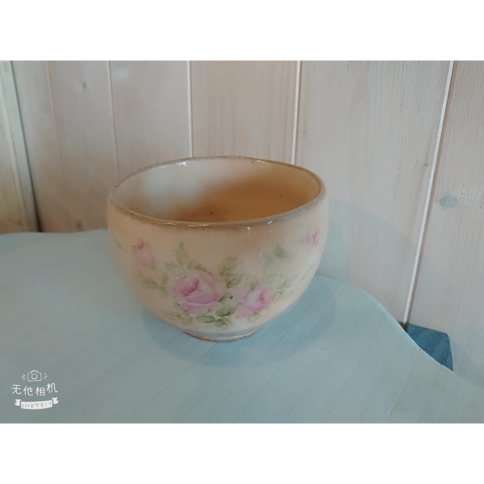日本製美濃燒凱薩琳玫瑰茶道用和風抹茶杯 茶盞