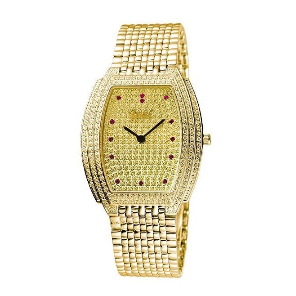 Ogival 愛其華 男 金色方形滿天珠寶 石英腕錶 (3872-2M) 36mm