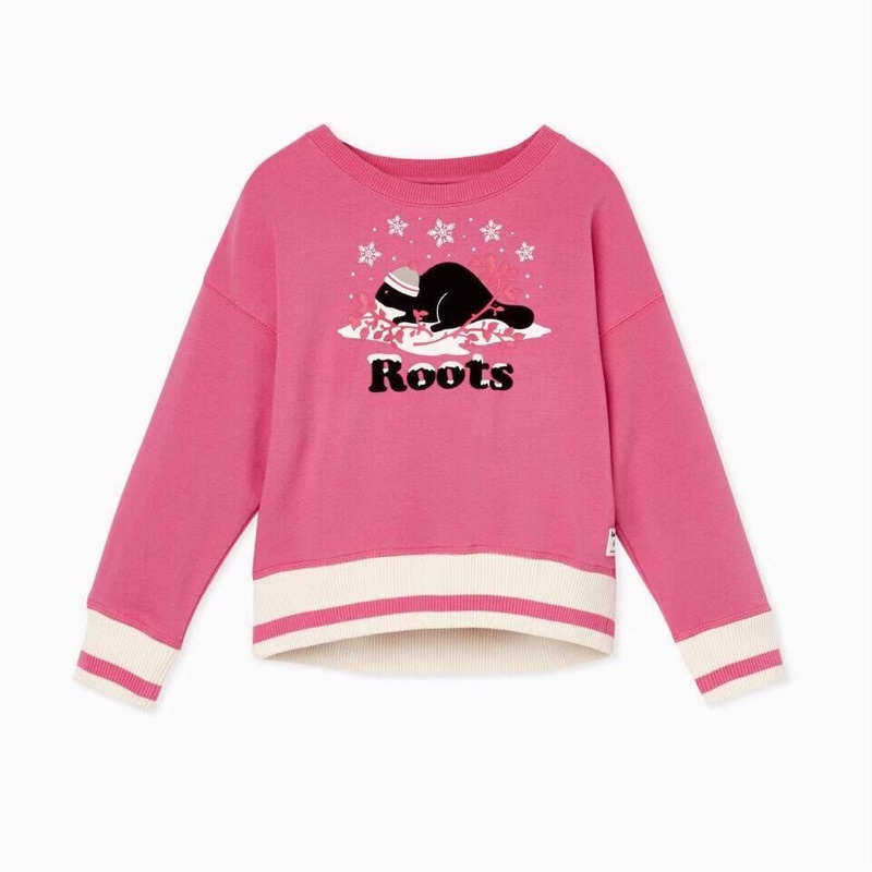 加拿大🇨🇦 Roots官網購回 100%全新正品 女小童 植絨聖誕帽海狸logo 超美 長袖刷毛刷絨大學T 長袖刷毛上衣