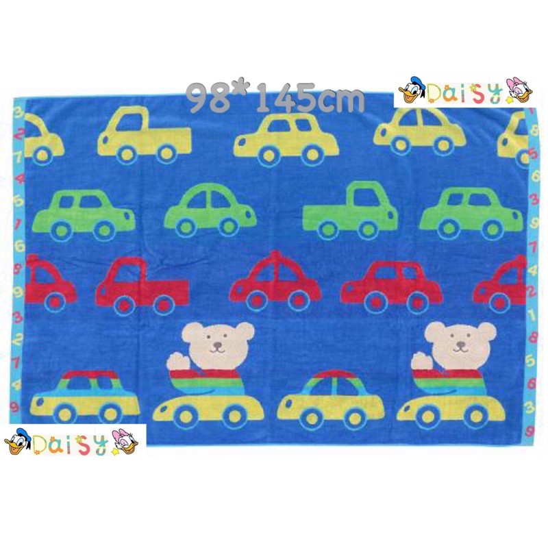 🎈現貨🎈日本製 Rainbow bear 彩虹熊 藍色 車車 大浴巾/大毛巾/長毛巾/毛巾被/小毯被