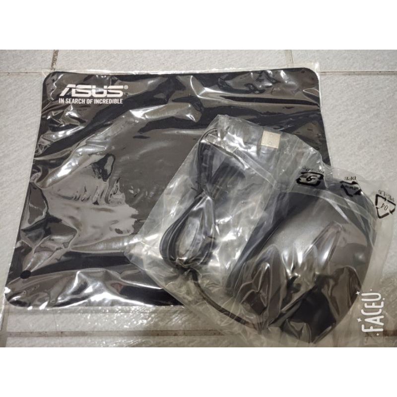 (全新）華碩ASUS 原廠有線滑鼠 型號JM3 USB插頭 贈送滑鼠墊