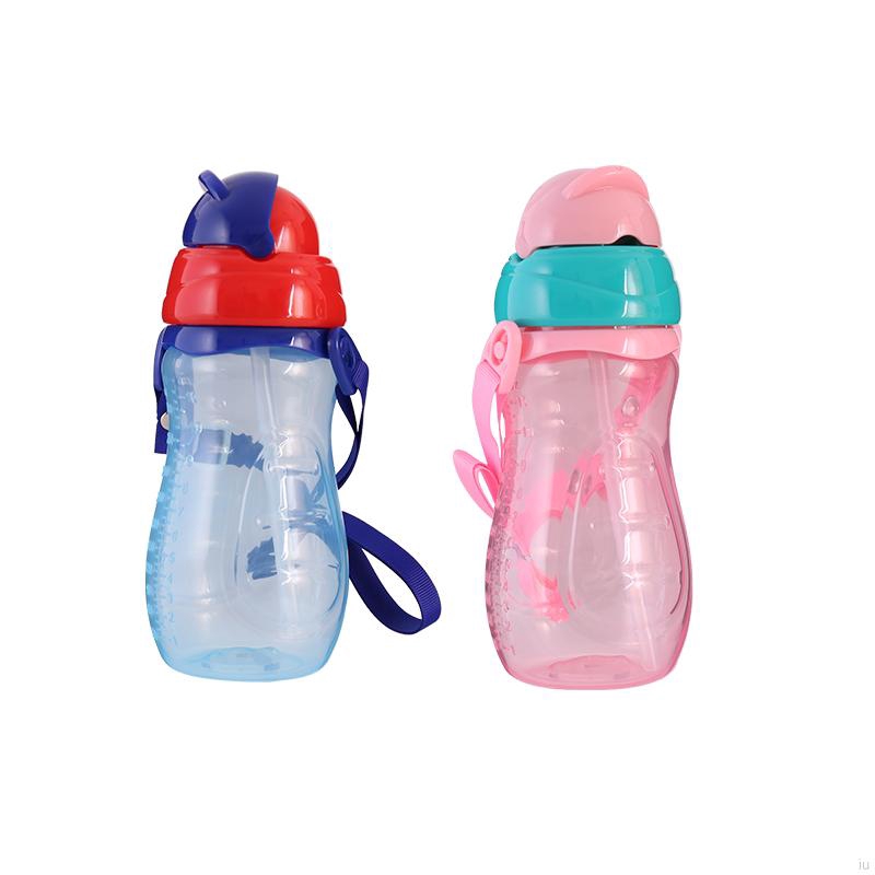 新款寶寶防漏吸管杯 PP水杯 卡通背帶兒童水壺 寶寶水瓶330ML【IU貝嬰屋】