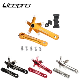 Litepro折疊自行車一體式空心鋁合金170mm曲柄bcd130公路山地曲柄中軸