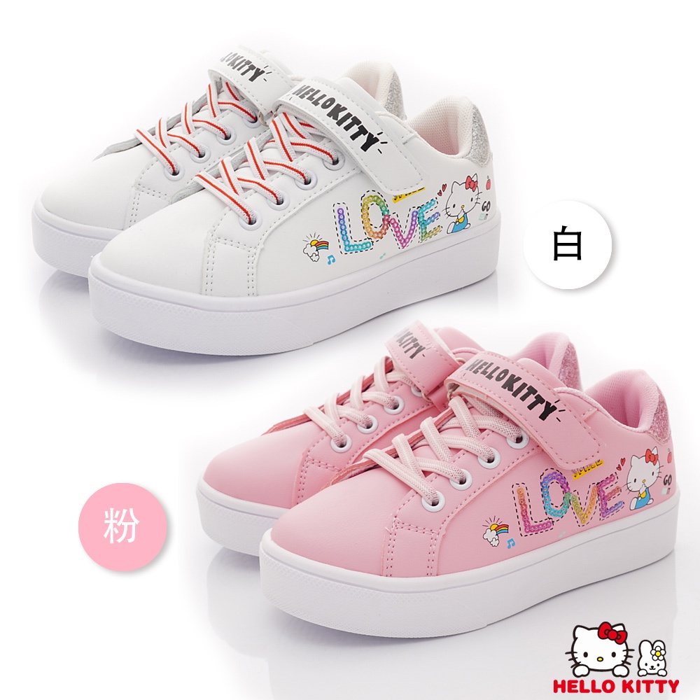 Hello Kitty&gt;抗菌休閒LOVE鞋款721014粉/白/黑(中大童段)19-23cm新品
