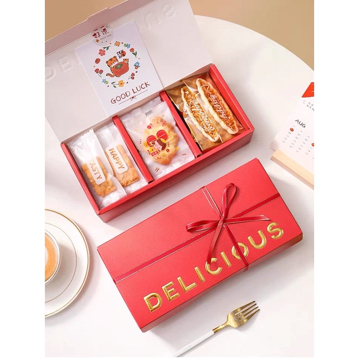 新年 紅色 鳳梨酥包裝盒  瑪德蓮 包裝盒 餅乾盒 長形 船形餅乾盒 烘焙包裝盒 禮品盒 鳳梨酥盒 金磚 包裝盒
