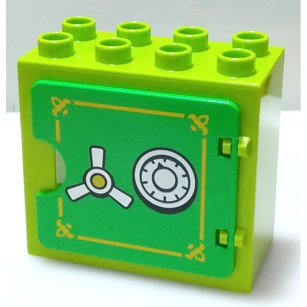 【得寶Duplo】保險箱 保險櫃 黃綠色框 印刷 門窗 窗戶 家具 配件 建材 大顆粒 積木 [正版LEGO]