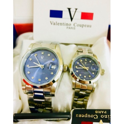【天龜】Valentino Coupeau 簡約晶鑽時刻不鏽鋼殼帶防水男女款手錶