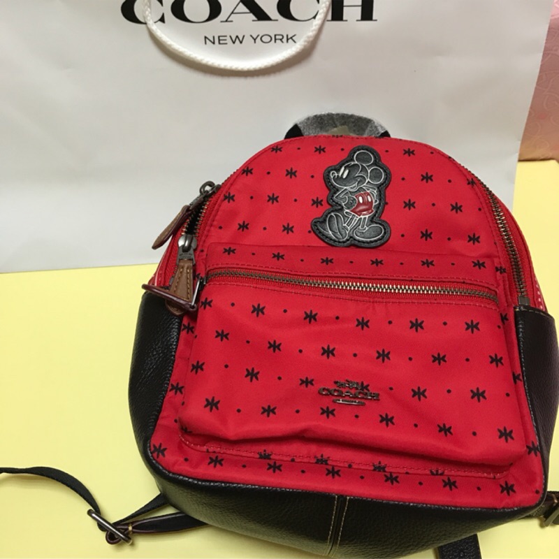 Coach 2017 新款 disney 迪士尼 紅色 米奇 後背包 全新