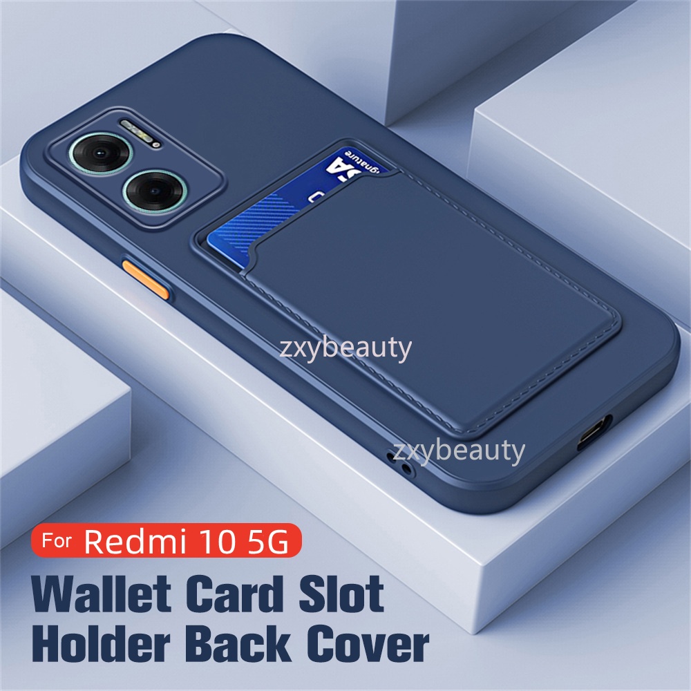 適用於 Redmi 10 5G 2022 手機殼相機的方形卡槽錢包外殼 Redmi10 矽膠軟保護套