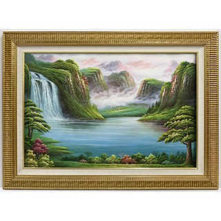 ☆【御品畫廊】☆100%手繪油畫/風景畫/山水畫/無框畫/風景圖/山水圖/風水圖108x81公分含框(#A8812)