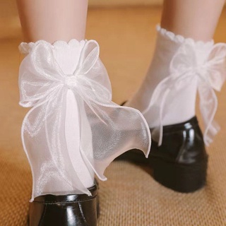 🔥現貨🔥 中筒襪 lolita 襪子 蕾絲襪 襪子女中筒襪可愛日系lolita素色棉襪ins蕾絲蝴蝶結公主花邊襪