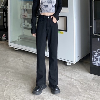『現貨馬上出+』RENA甜辣風顯腿長後綁帶設計感小眾高腰直筒顯瘦微喇叭牛仔長褲【R19911】
