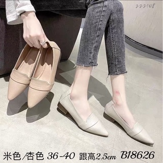 【Joyishoes】臺灣出貨 尖頭鞋 尖頭低跟鞋 包鞋 平底包鞋 樂福鞋 休閒鞋 懶人鞋 莫卡辛 素面粗跟鞋#626
