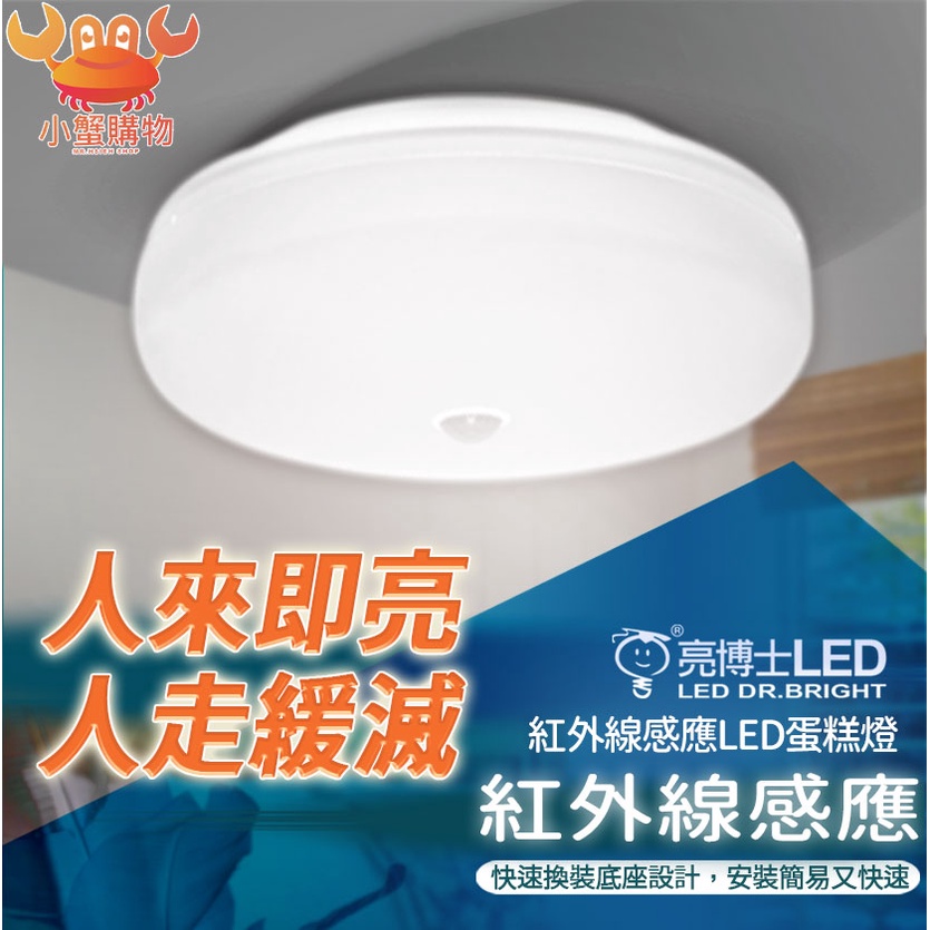 ✨免運現貨✨亮博士 LED 感應吸頂燈 15W 25W 紅外線感應 蛋糕型 白光 自然光 黃光 紅外線 感應吸頂燈 吸頂