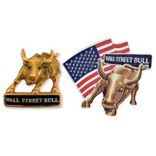 紐約華爾街銅牛Wall Street Bull冰箱磁鐵+華爾街銅牛布標【2件組】特色地標 3D立體 冰箱貼 美式風格 創