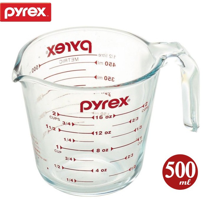 【小胖日貨】現貨 PYREX 耐熱厚玻璃(強化玻璃) 刻度 量杯 500ml ◎烘焙、料理適用◎美國製