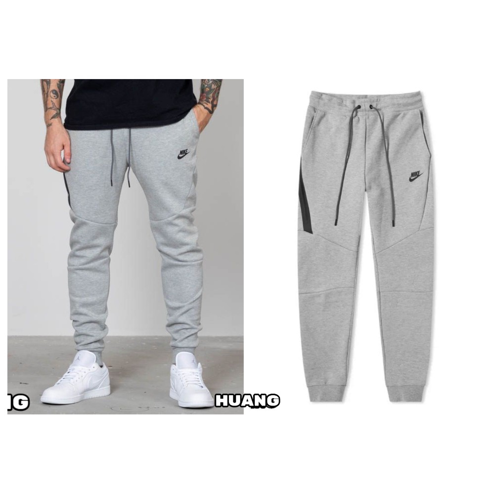 Nike NSW Tech Fleece Jogger 超大防水拉鍊 太空棉縮口褲 上寬下窄修身版型 淺灰 L號