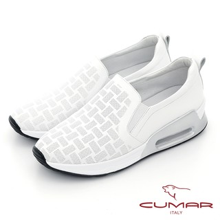 【CUMAR】透氣沖孔厚底台氣墊休閒鞋 - 白色