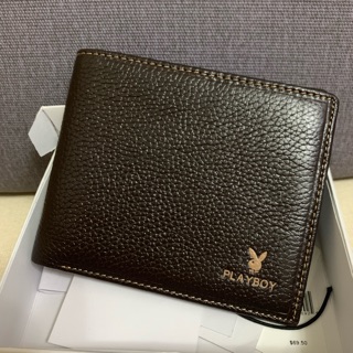 全新深咖啡playboy中性皮夾