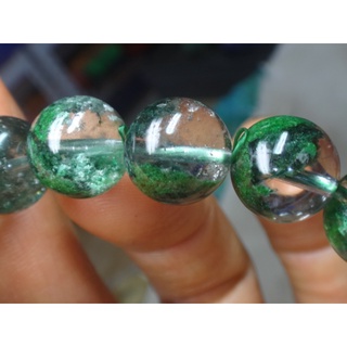 《藍金寶石玉石批發區》→〈手鍊系列〉→天然A級晶體透帶滿盆清透綠幽靈水晶11mm手珠鍊→E995