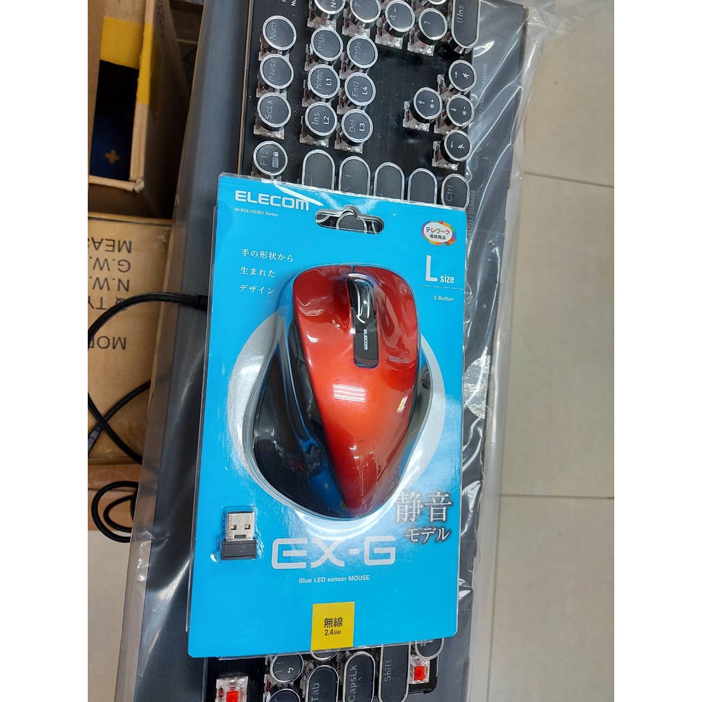 含發票 民台 ELECOM EX-G 光學無線滑鼠 L 靜音 極靜 藍光 2.4GHz 5按鈕 2000dpi 紅色