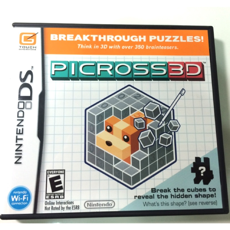 Nds Picross3d 立體ピクロス繪圖方塊 美版美規英語盒書完整任何3ds皆可玩遊戲內容為英語市面絕版 蝦皮購物