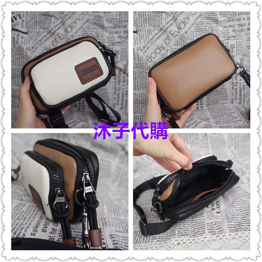 沐子精品代購美國正品coach 259 最新款男女通用頭層牛皮相機手機包mini小號單肩斜挎包附購證 蝦皮購物